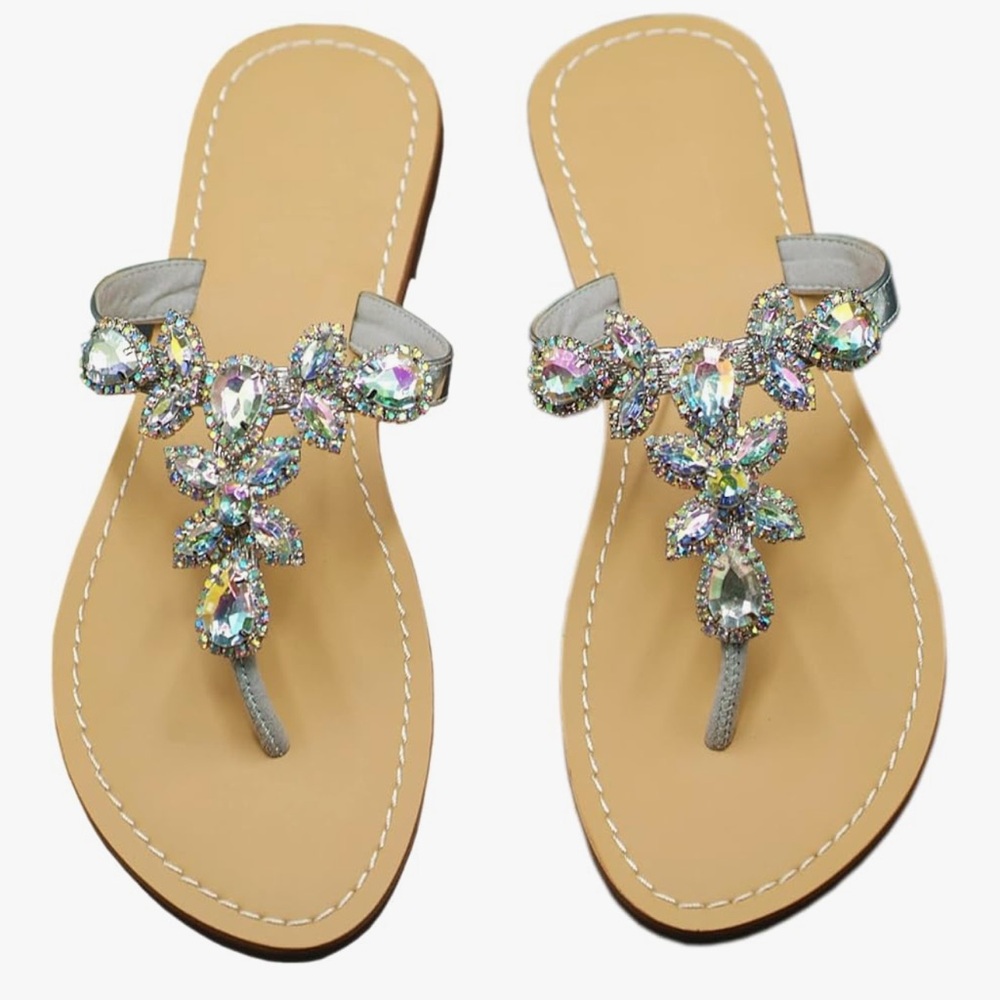 Sparkly Jeweled Thong Sandals